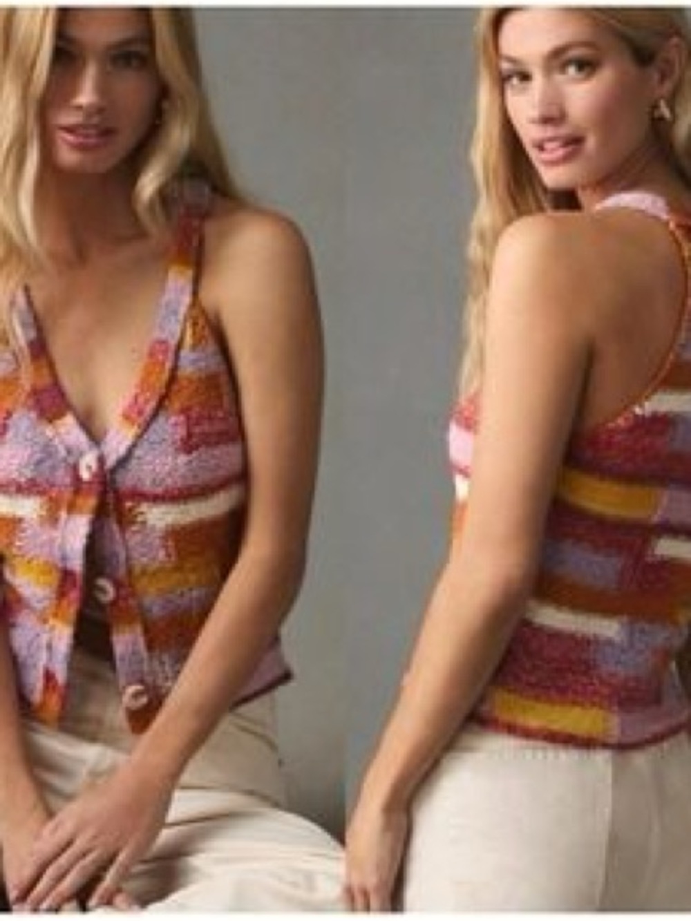 Anthropologie Pilcro patchwork Multicolor Knit Sweater size large π»π·π» - Picture 5 of 5